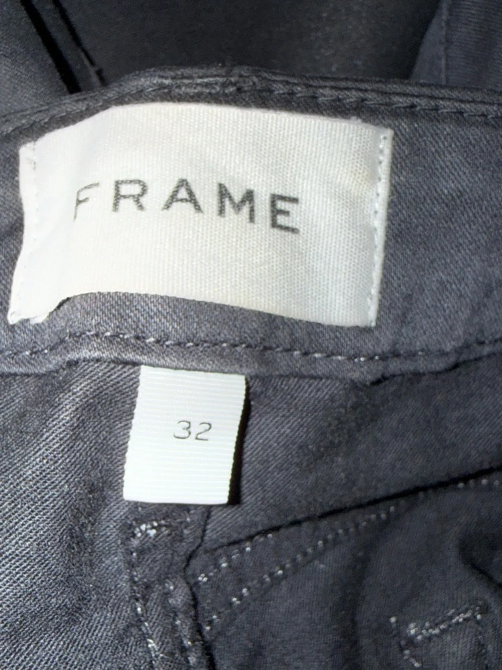 FRAME Le Mini Boot Noir Coated Jeans Black High Rise Stretch Women’s 32 - Picture 9 of 11